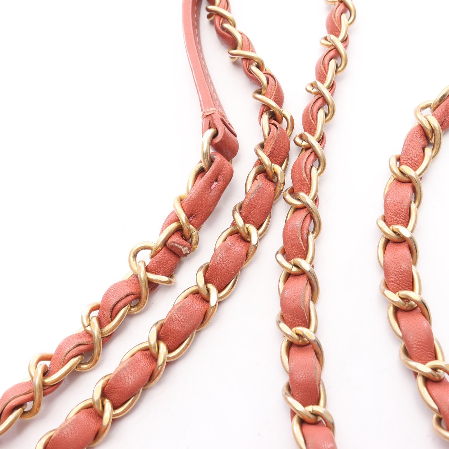 マトラッセ チェーンショルダーバッグ ラムスキン コーラルピンク ボルドー ゴールド金具 シャネル バッグ CHANEL