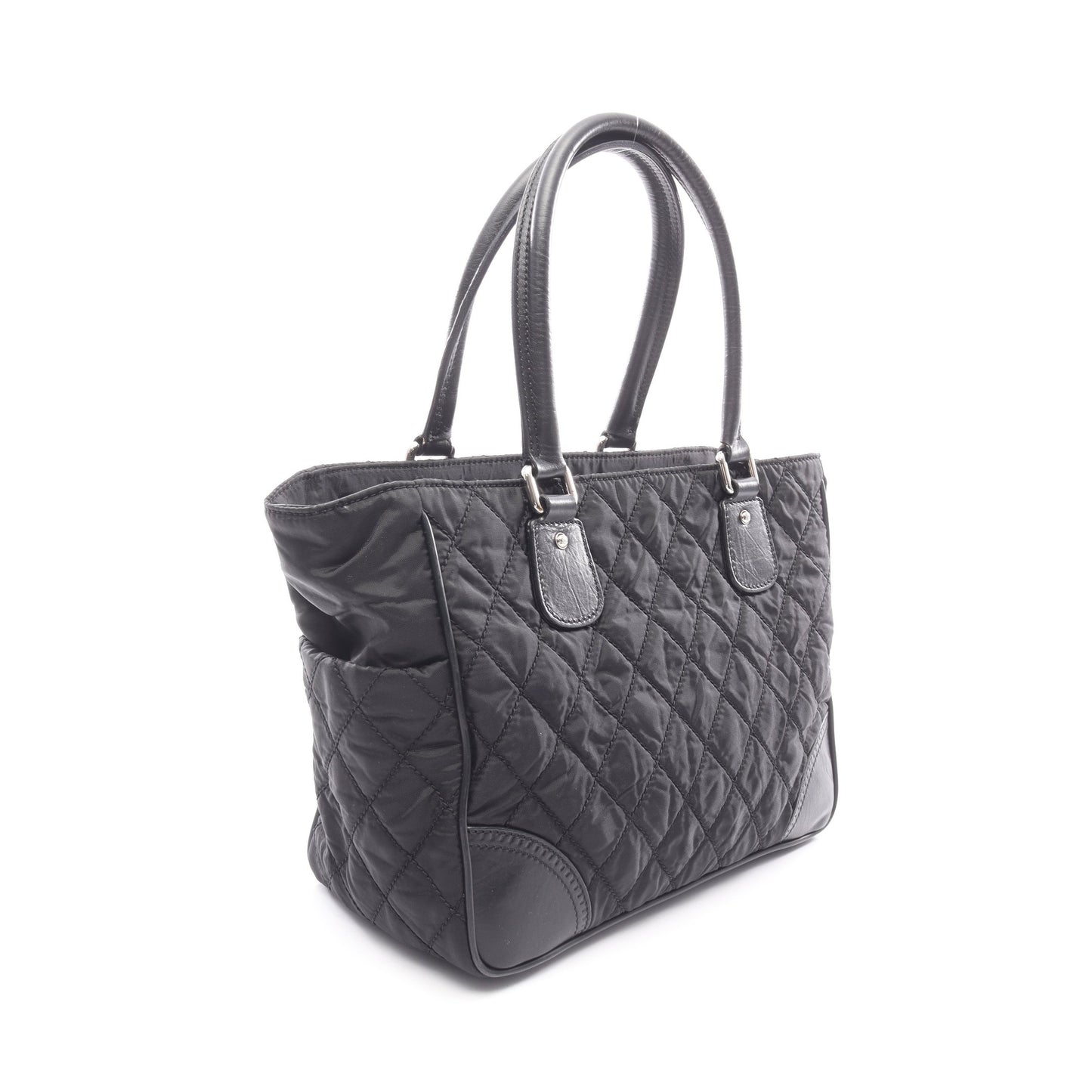 パリニューヨークライン ハンドバッグ トートバッグ ナイロン レザー ブラック シルバー金具 シャネル バッグ CHANEL