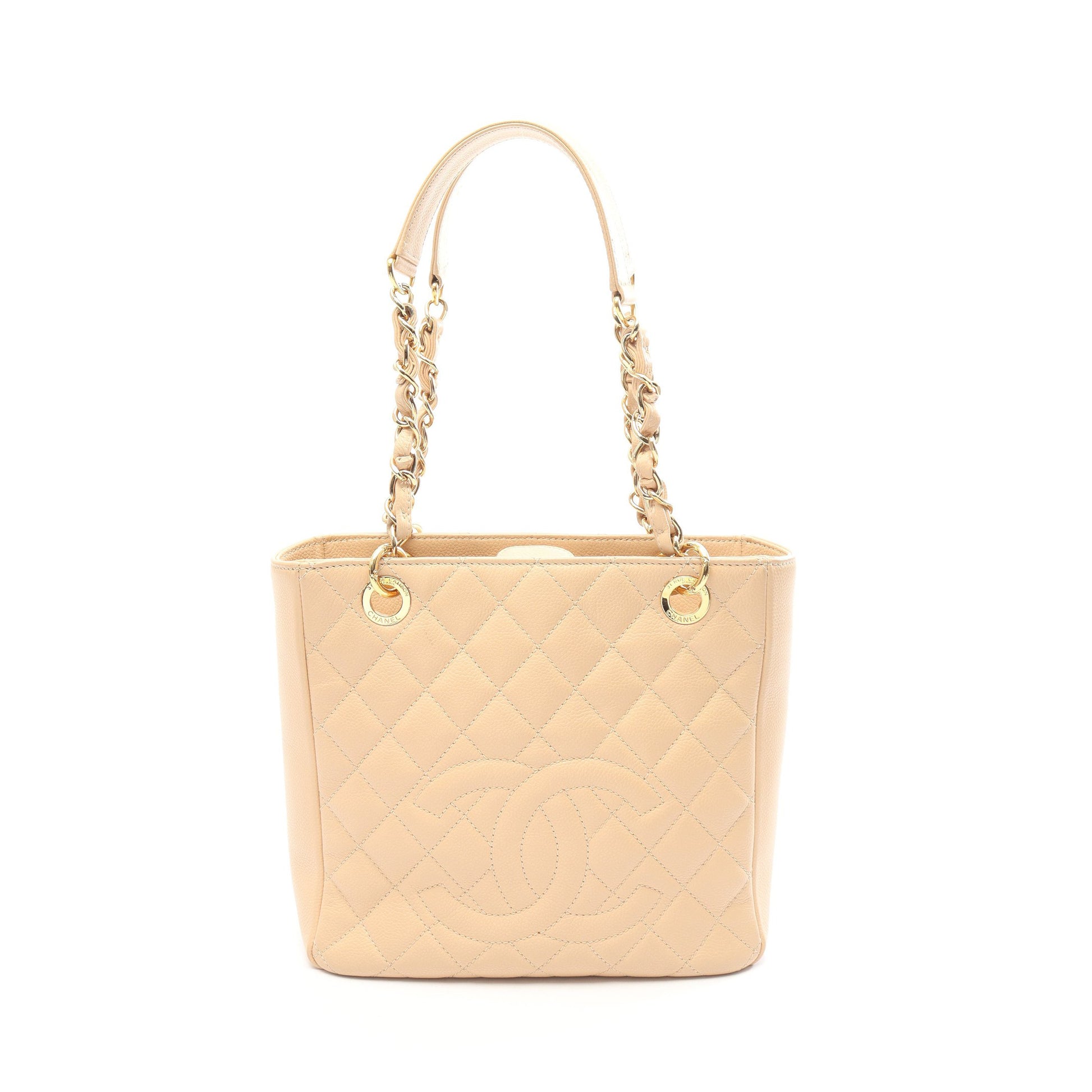 マトラッセ PST チェーンショルダーバッグ チェーントートバッグ キャビアスキン ベージュ ゴールド金具 シャネル バッグ CHANEL