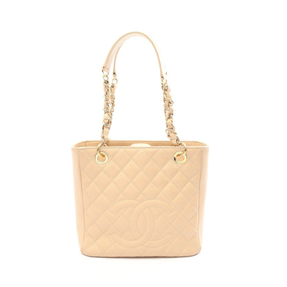 マトラッセ PST チェーンショルダーバッグ チェーントートバッグ キャビアスキン ベージュ ゴールド金具 シャネル バッグ CHANEL