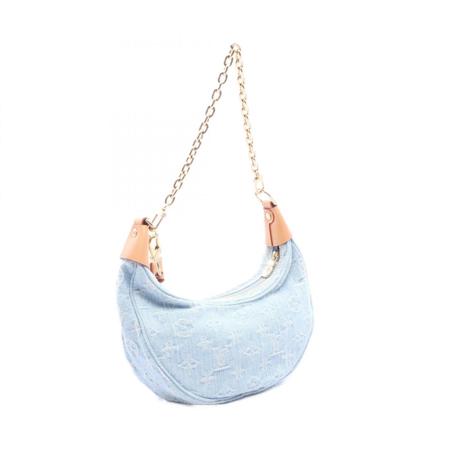 ループ モノグラムデニム ショルダーバッグ デニム レザー ライトブルー ルイヴィトン バッグ LOUIS VUITTON