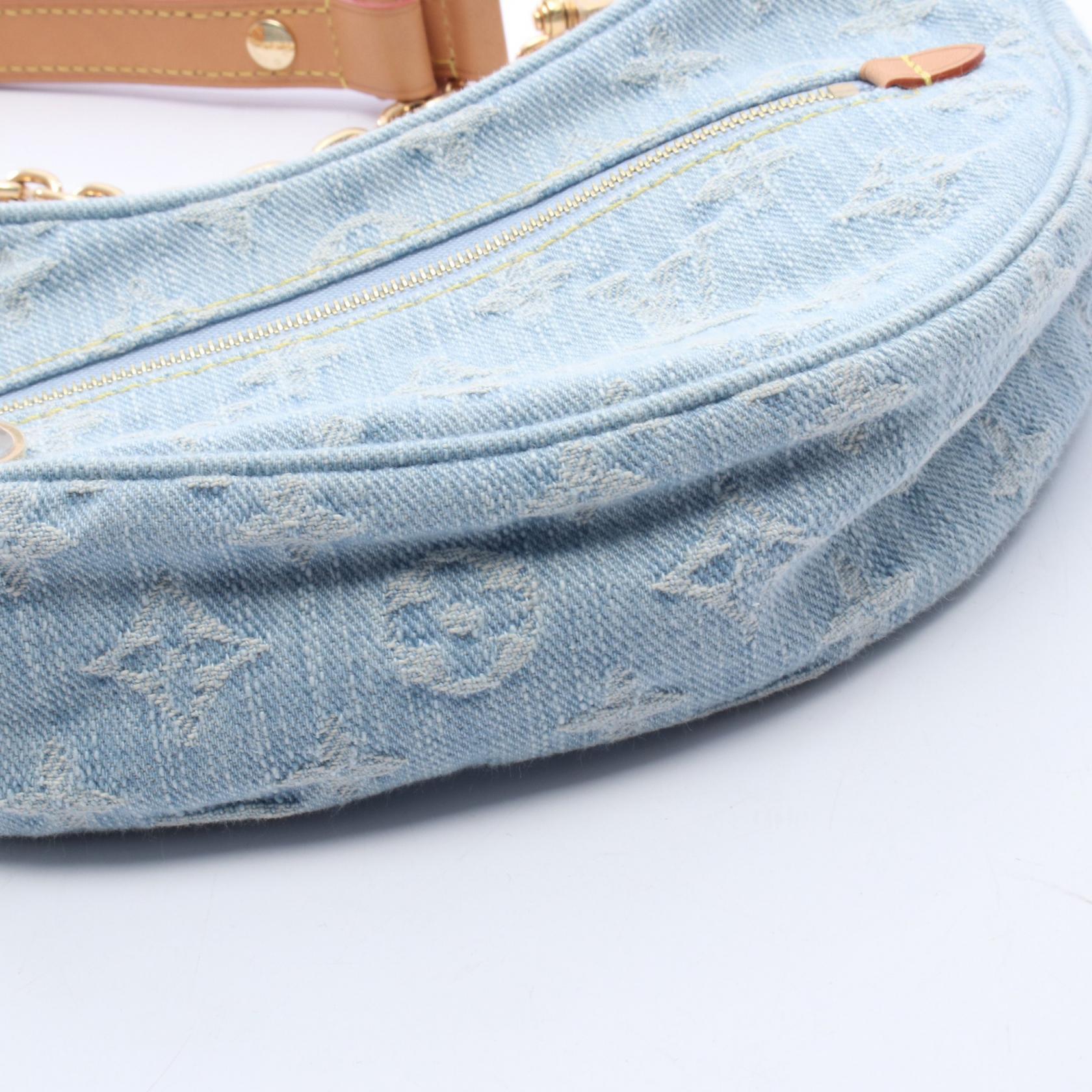ループ モノグラムデニム ショルダーバッグ デニム レザー ライトブルー ルイヴィトン バッグ LOUIS VUITTON