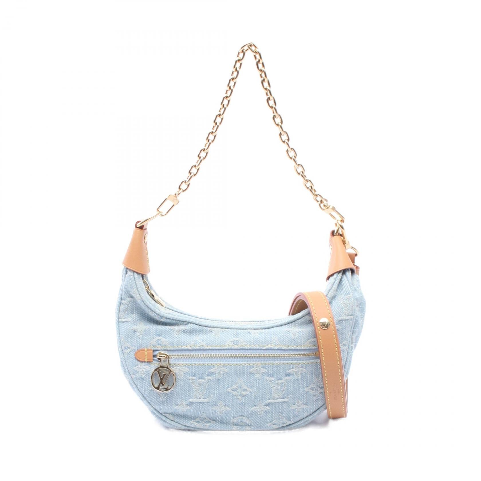 ループ モノグラムデニム ショルダーバッグ デニム レザー ライトブルー ルイヴィトン バッグ LOUIS VUITTON