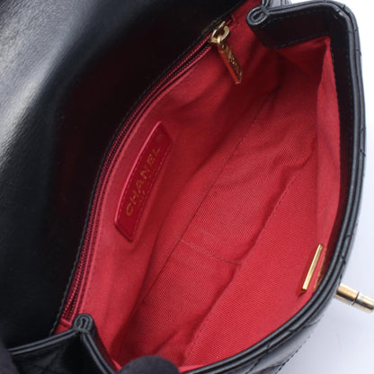 マトラッセ スモールフラップ チェーンショルダーバッグ レザー ブラック ゴールド金具 シャネル バッグ CHANEL