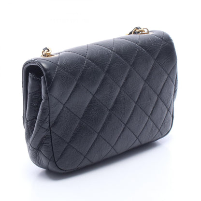 マトラッセ スモールフラップ チェーンショルダーバッグ レザー ブラック ゴールド金具 シャネル バッグ CHANEL