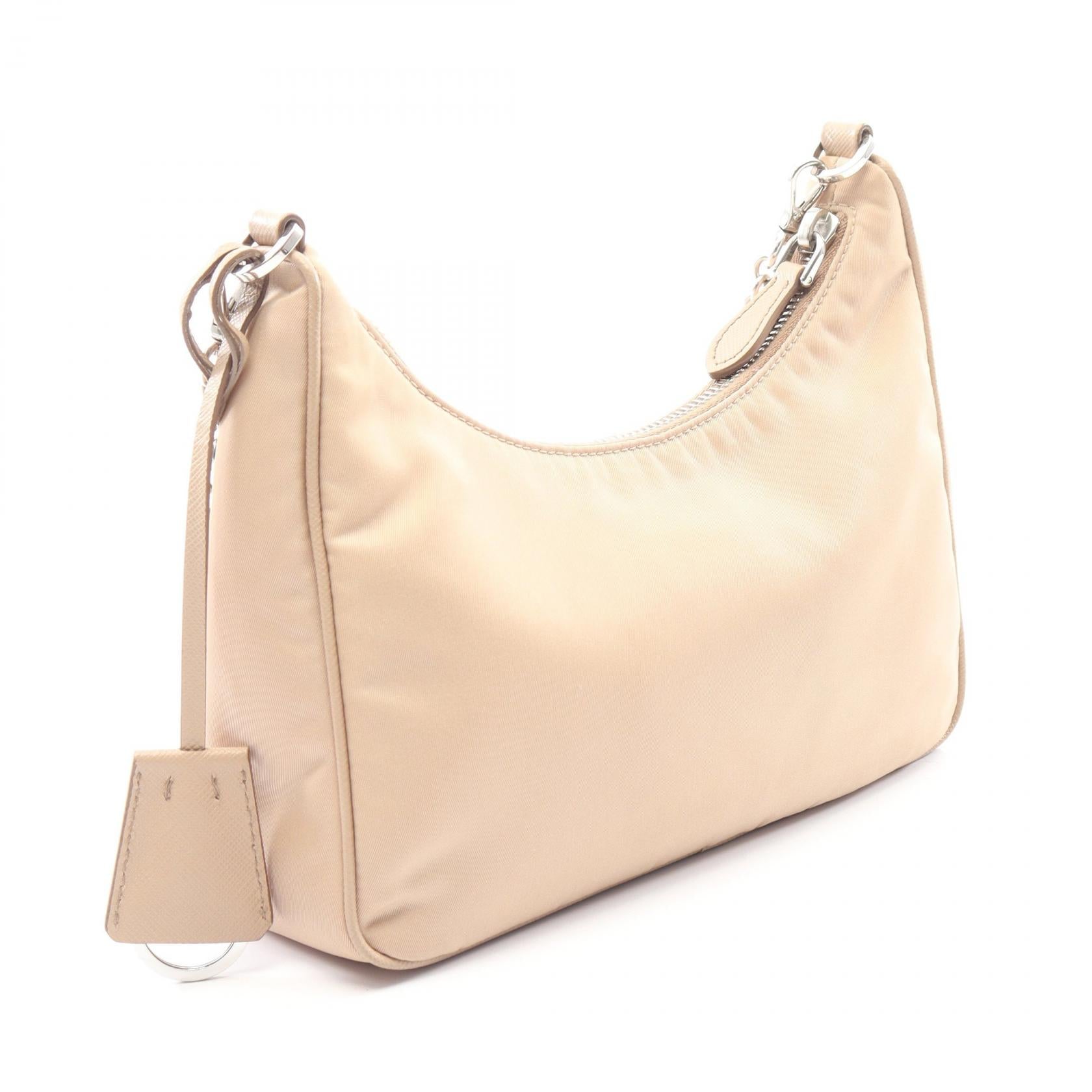 Re-Edition 2005 2WAY チェーンショルダーバッグ ナイロン サフィアーノレザー ベージュ プラダ バッグ PRADA