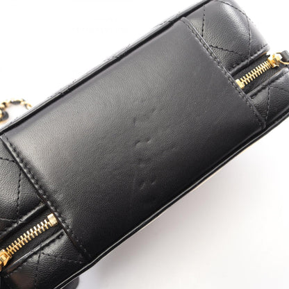 マトラッセ バニティバッグ 2WAY チェーンショルダーバッグ ラムスキン ブラック ゴールド ゴールド金具 シャネル バッグ CHANEL
