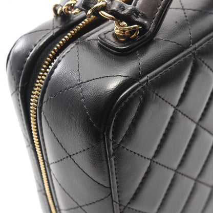 マトラッセ バニティバッグ 2WAY チェーンショルダーバッグ ラムスキン ブラック ゴールド ゴールド金具 シャネル バッグ CHANEL
