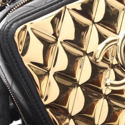 マトラッセ バニティバッグ 2WAY チェーンショルダーバッグ ラムスキン ブラック ゴールド ゴールド金具 シャネル バッグ CHANEL