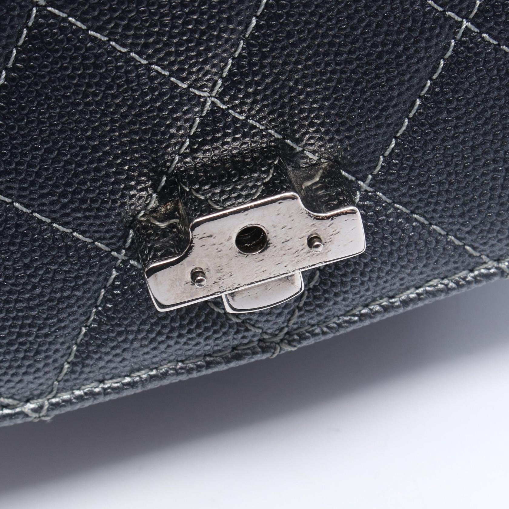 ココカーブ スモール マトラッセ 2WAY チェーンショルダーバッグ キャビアスキン シルバー ダークグレー シルバー金具 シャネル バッグ CHANEL
