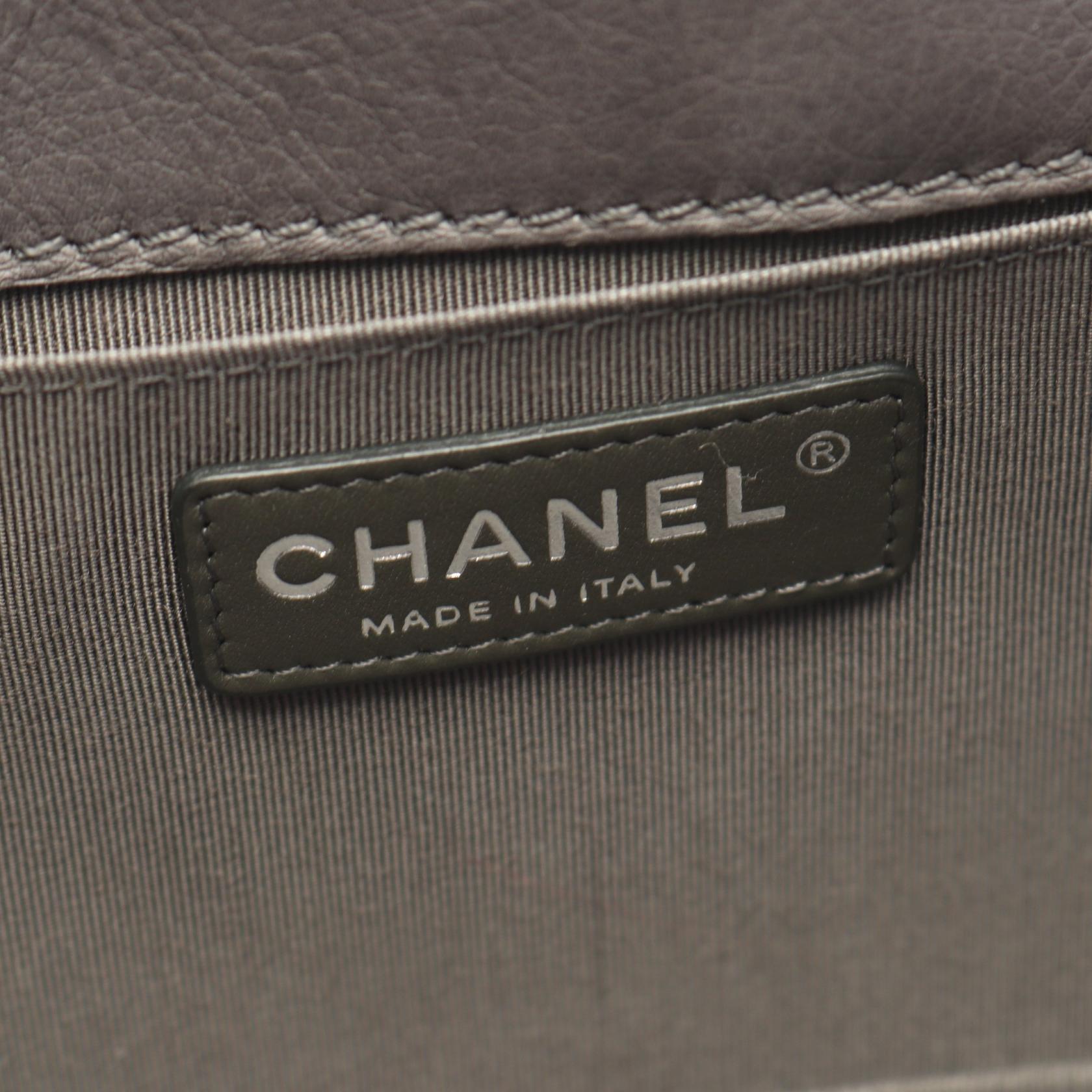 ボーイシャネル チェーンショルダーバッグ レザー グレー シルバー金具 シャネル バッグ CHANEL