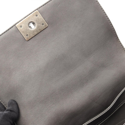 ボーイシャネル チェーンショルダーバッグ レザー グレー シルバー金具 シャネル バッグ CHANEL