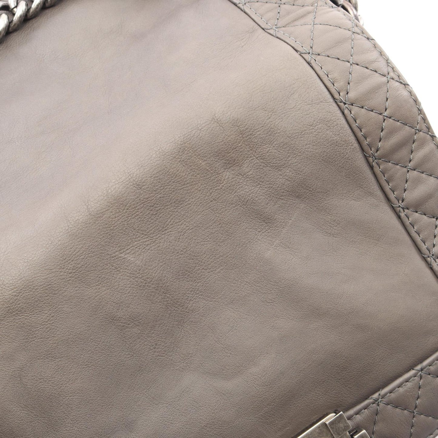 ボーイシャネル チェーンショルダーバッグ レザー グレー シルバー金具 シャネル バッグ CHANEL