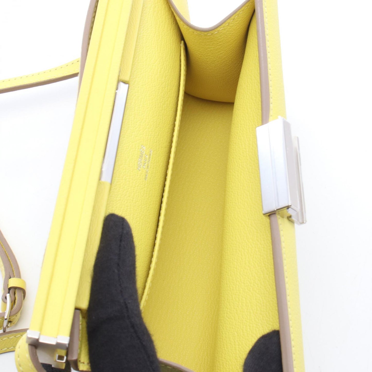 クリックH 21 ライム ショルダーバッグ エバーカラー イエロー シルバー金具 D刻印 エルメス バッグ HERMES