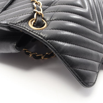 シェブロン Vステッチ ミニ チェーンショルダーバッグ ラムスキン ブラック ゴールド金具 シャネル バッグ CHANEL
