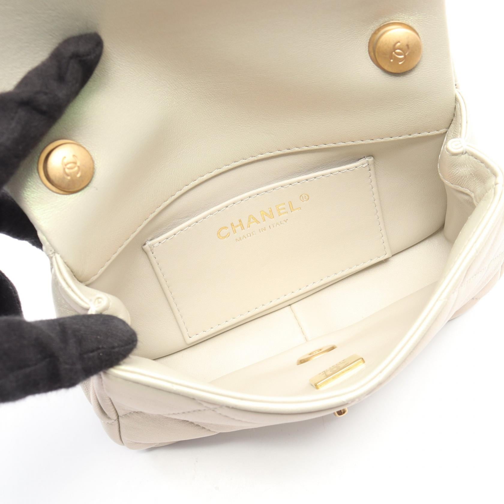 ミニマトラッセ チェーンショルダーバッグ ラムスキン ライトベージュ ゴールド金具 シャネル バッグ CHANEL