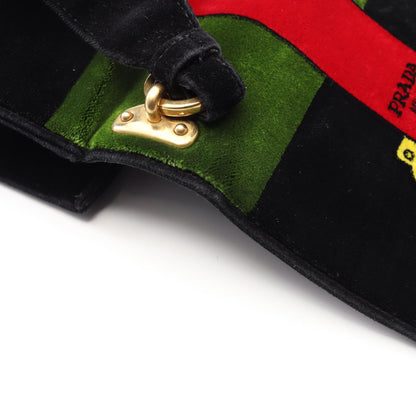 カイエ ショルダーバッグ ベロア ブラック マルチカラー プラダ バッグ PRADA