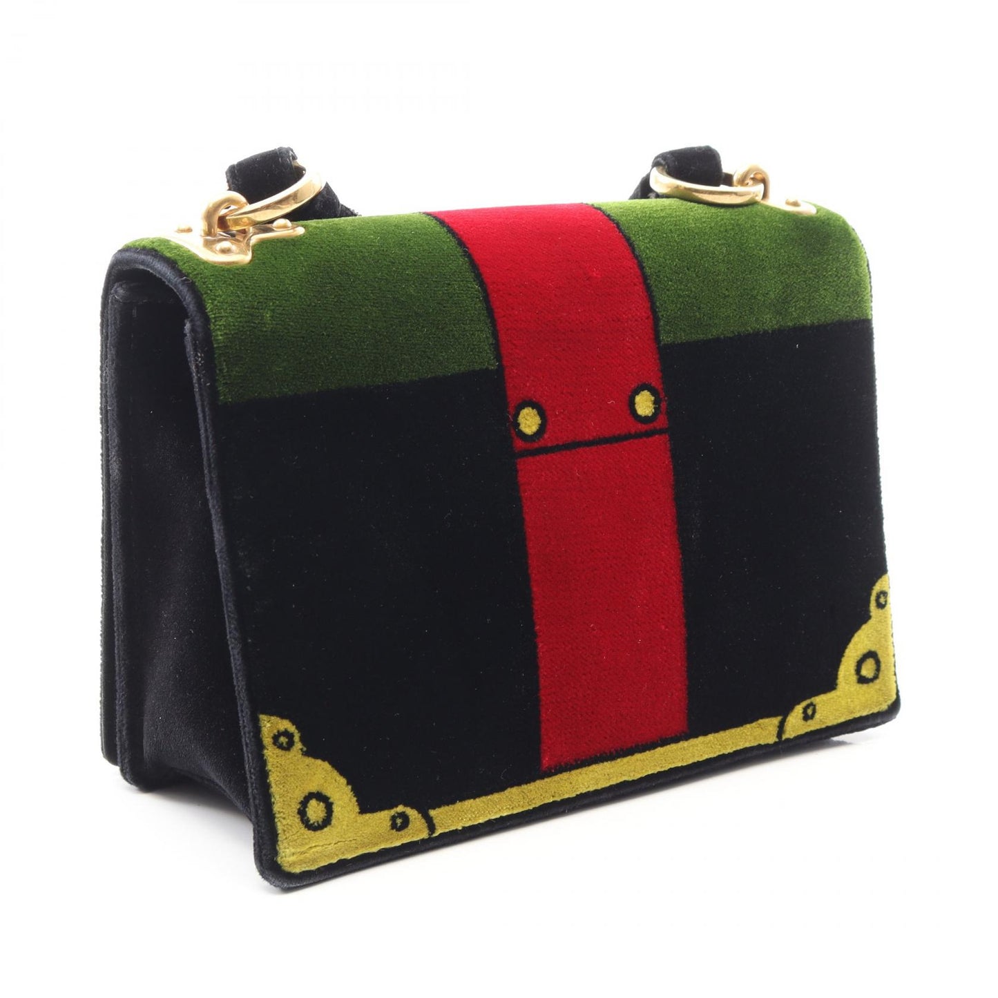 カイエ ショルダーバッグ ベロア ブラック マルチカラー プラダ バッグ PRADA