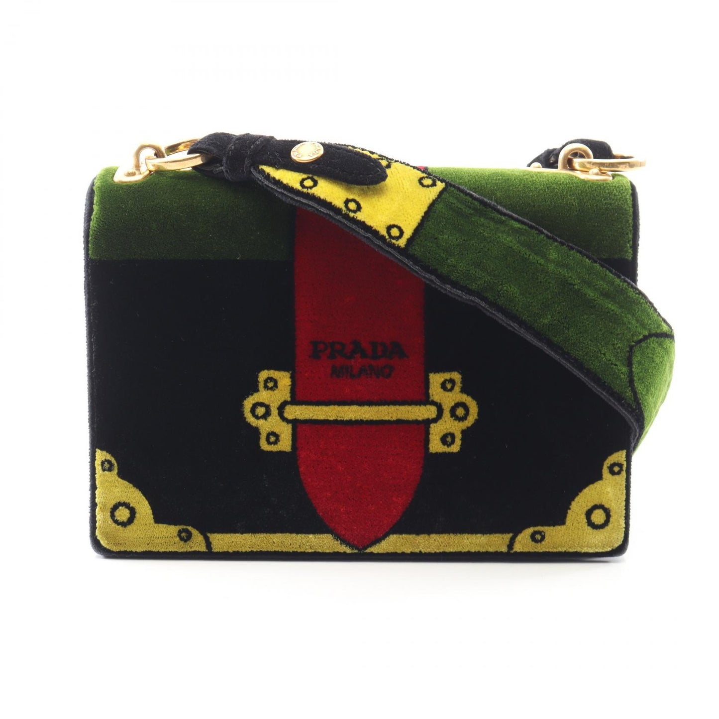 カイエ ショルダーバッグ ベロア ブラック マルチカラー プラダ バッグ PRADA