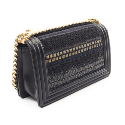 ボーイシャネル チェーンショルダーバッグ ツイード ラムスキン ブラック ゴールド金具 シャネル バッグ CHANEL