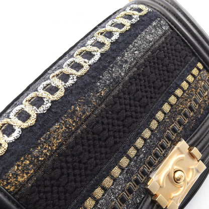 ボーイシャネル チェーンショルダーバッグ ツイード ラムスキン ブラック ゴールド金具 シャネル バッグ CHANEL