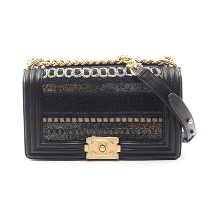 ボーイシャネル チェーンショルダーバッグ ツイード ラムスキン ブラック ゴールド金具 シャネル バッグ CHANEL