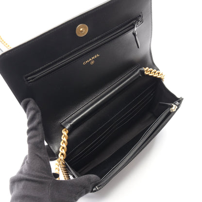 ボーイシャネル チェーンウォレット キャビアスキン ブラック ゴールド金具 シャネル バッグ CHANEL