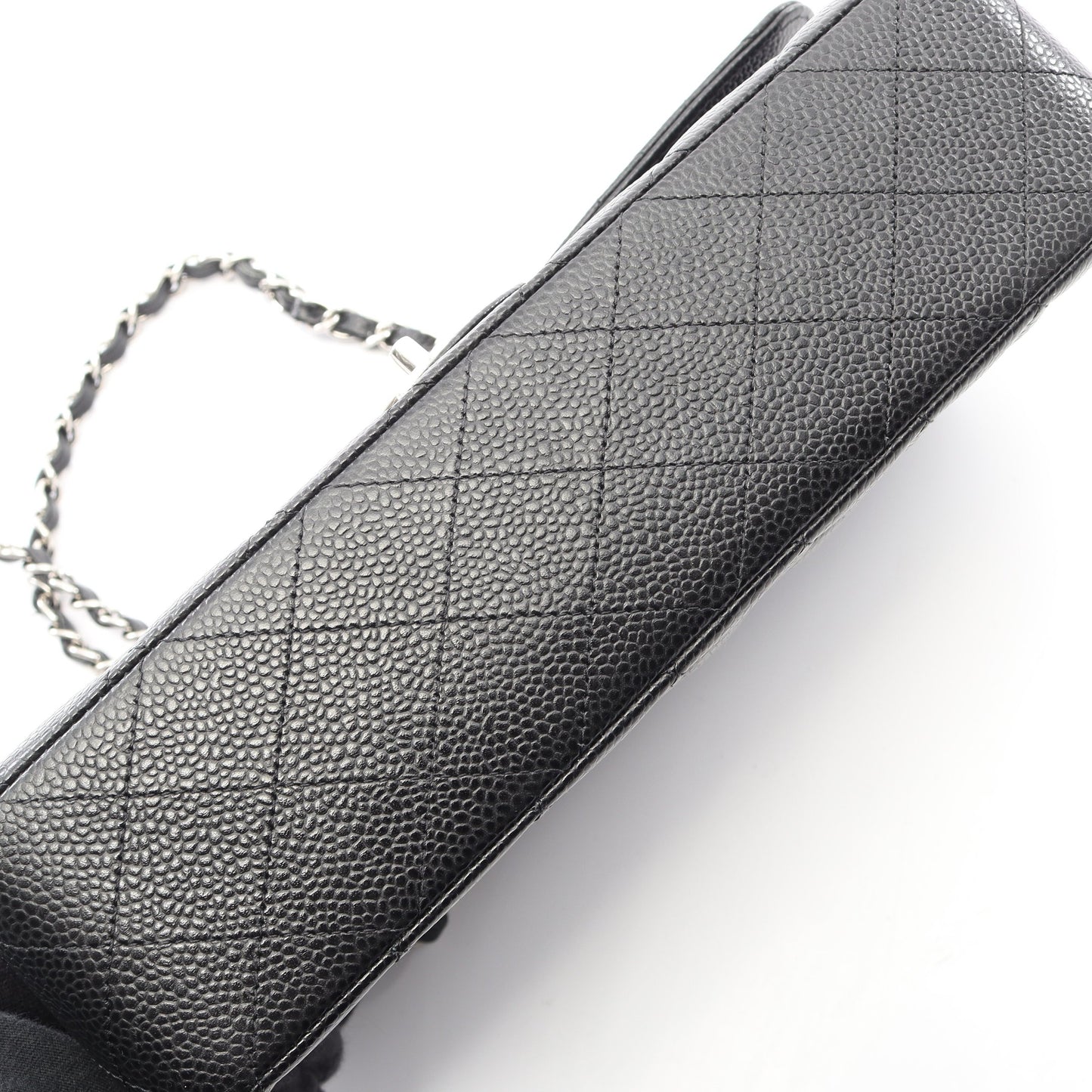 マトラッセ Wフラップ Wチェーンショルダーバッグ キャビアスキン ブラック シルバー金具 シャネル バッグ CHANEL