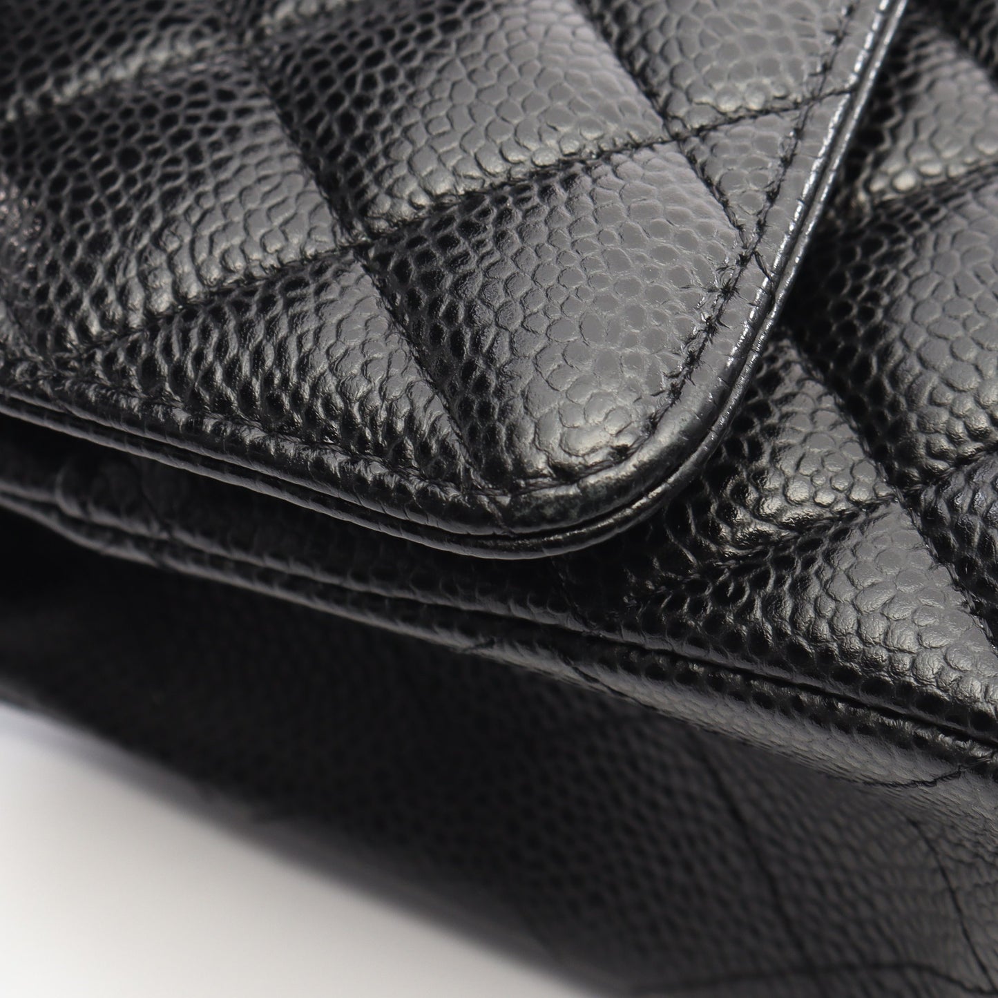 マトラッセ Wフラップ Wチェーンショルダーバッグ キャビアスキン ブラック シルバー金具 シャネル バッグ CHANEL