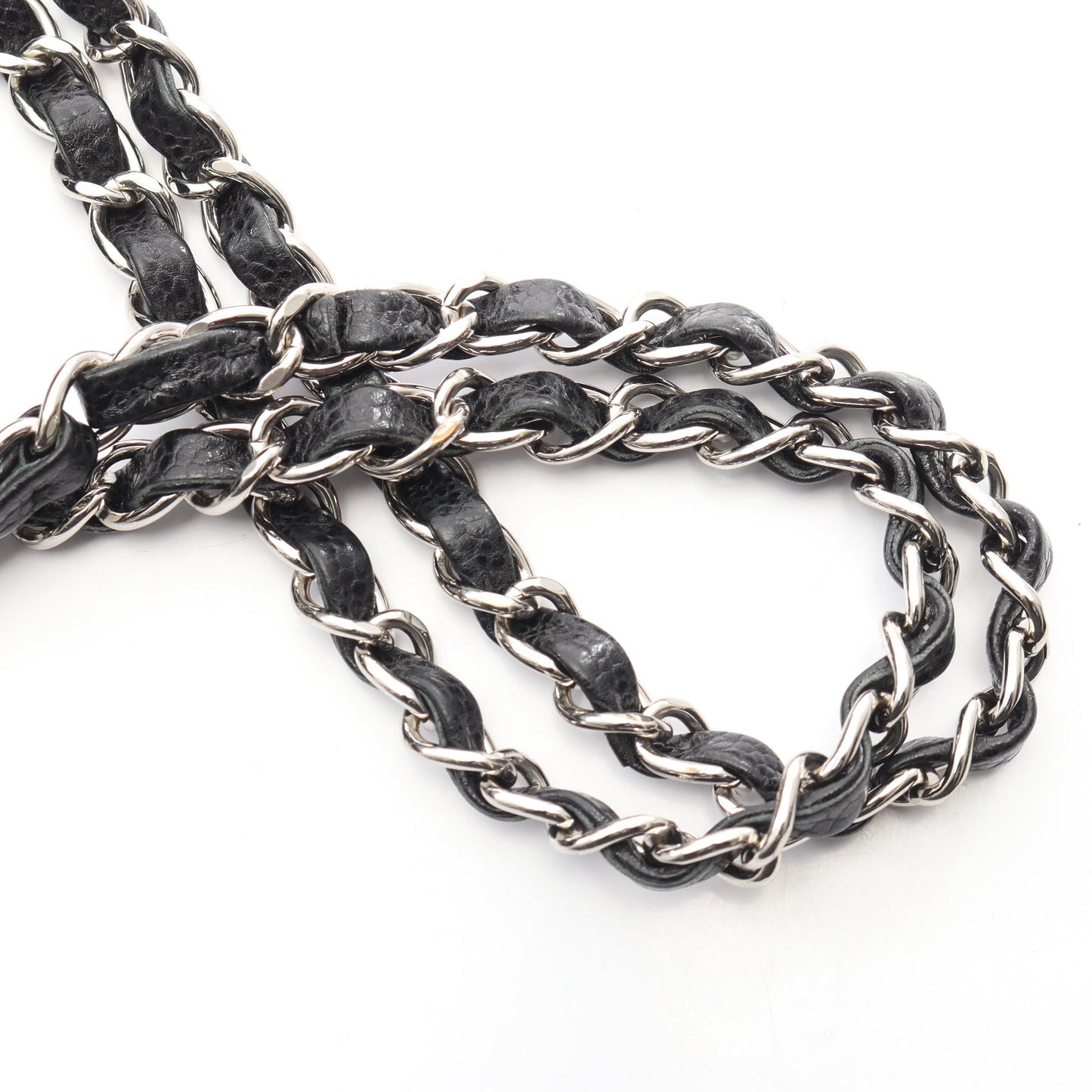 マトラッセ Wフラップ Wチェーンショルダーバッグ キャビアスキン ブラック シルバー金具 シャネル バッグ CHANEL