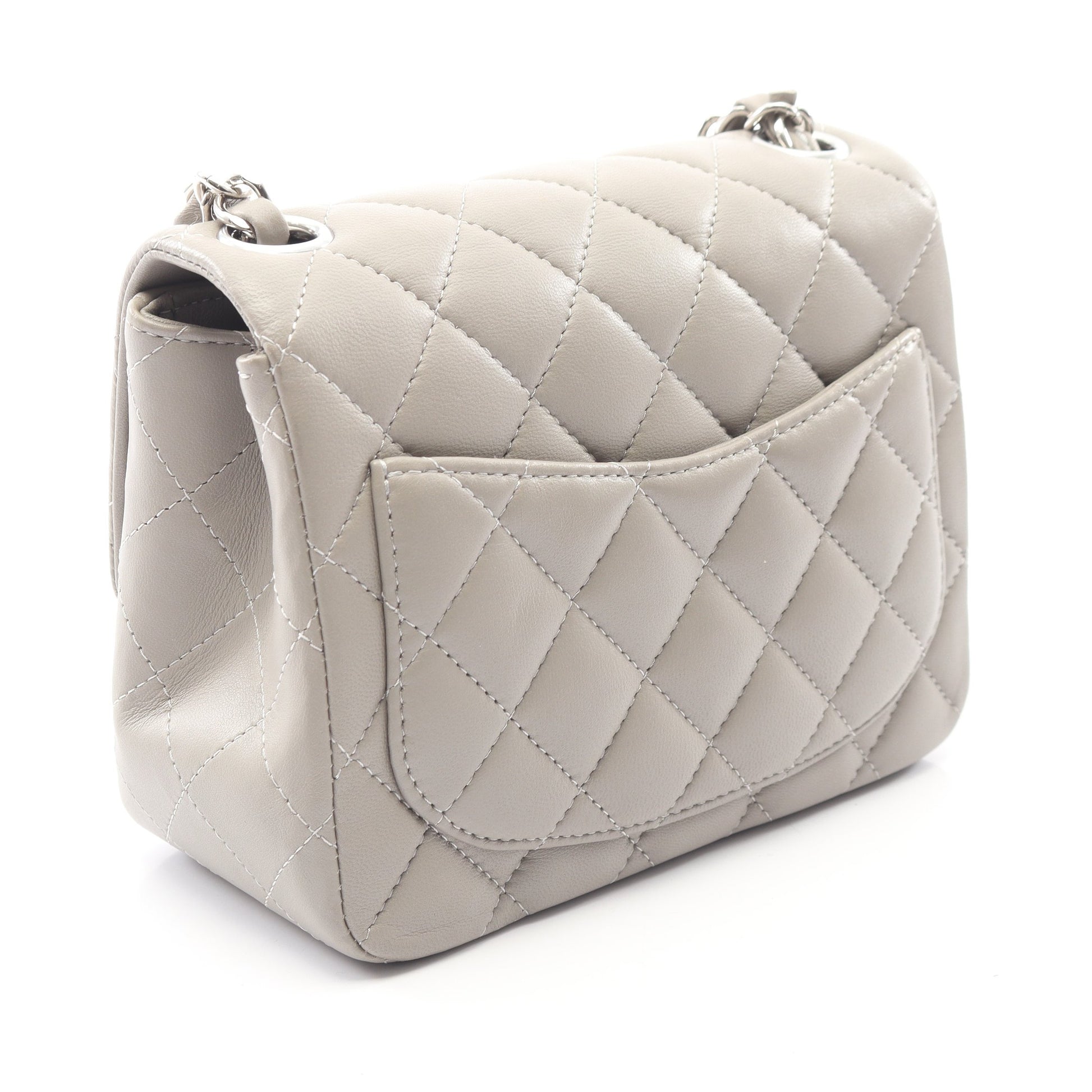 ミニマトラッセ チェーンショルダーバッグ ラムスキン グレー ゴールド金具 シャネル バッグ CHANEL