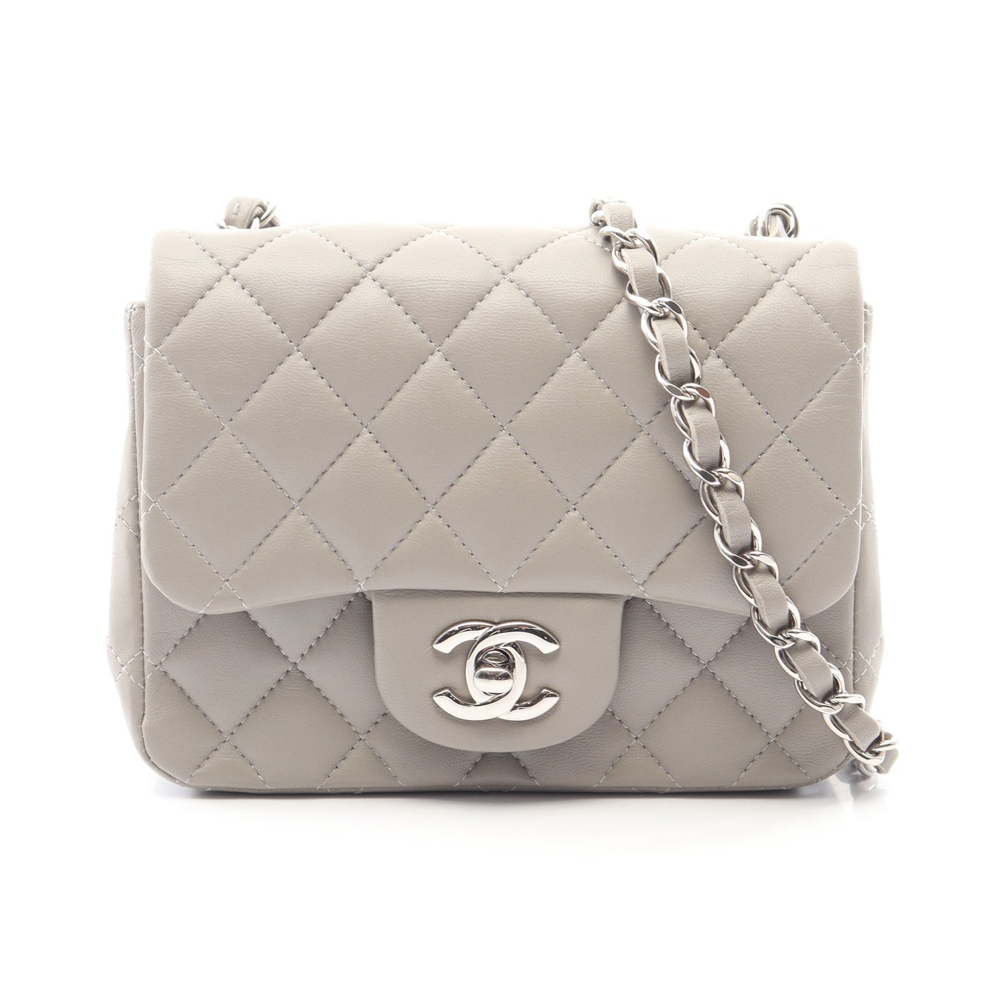ミニマトラッセ チェーンショルダーバッグ ラムスキン グレー ゴールド金具 シャネル バッグ CHANEL