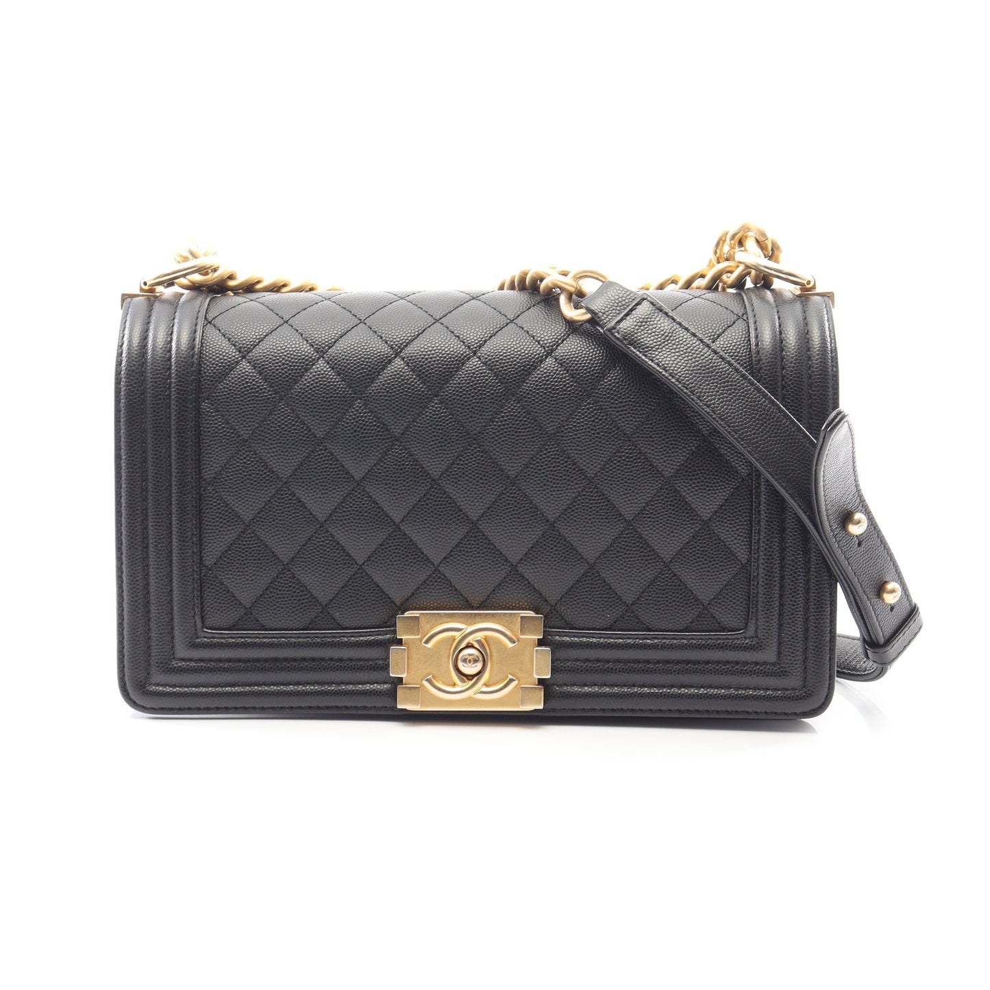 ボーイシャネル チェーンショルダーバッグ キャビアスキン ブラック ゴールド金具 シャネル バッグ CHANEL