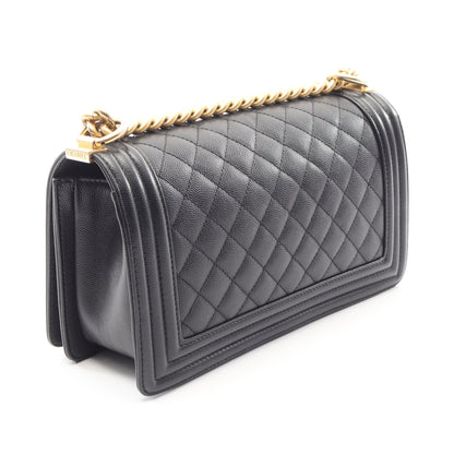 ボーイシャネル チェーンショルダーバッグ キャビアスキン ブラック ゴールド金具 シャネル バッグ CHANEL