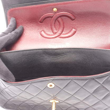 マトラッセ Wフラップ Wチェーンショルダーバッグ ラムスキン ブラック ゴールド金具 シャネル バッグ CHANEL