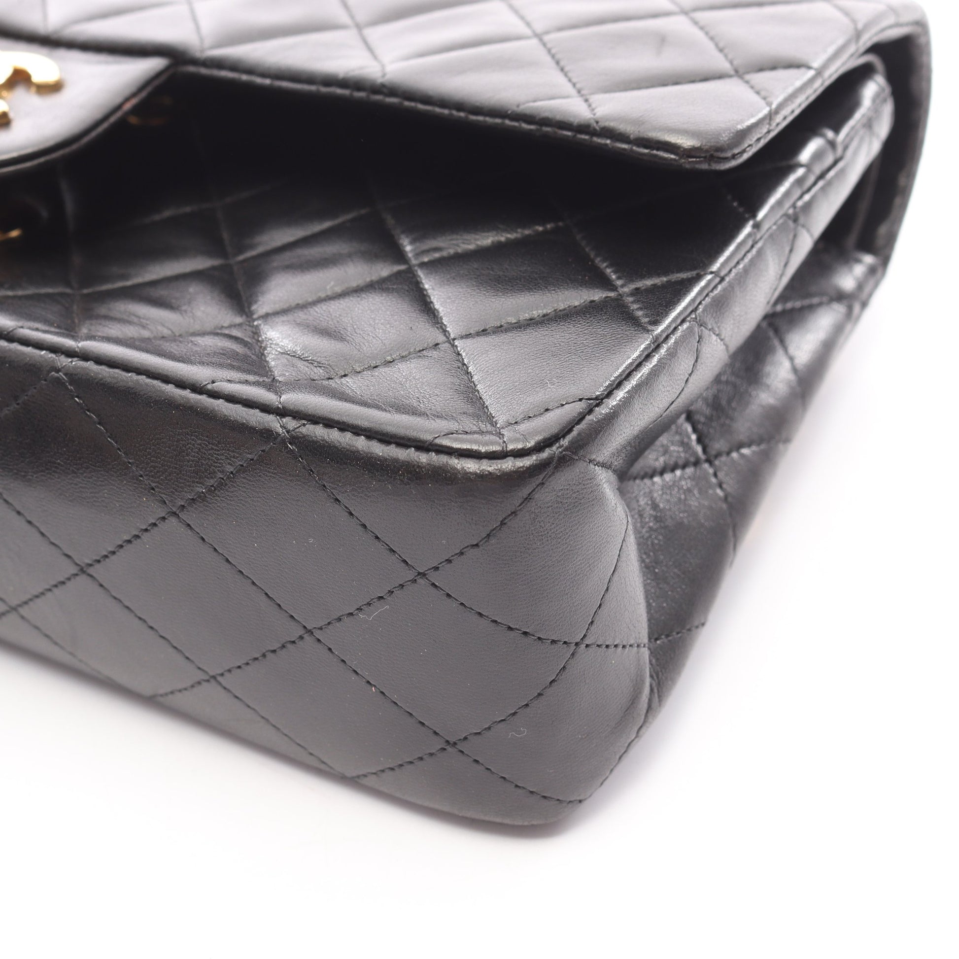 マトラッセ Wフラップ Wチェーンショルダーバッグ ラムスキン ブラック ゴールド金具 シャネル バッグ CHANEL