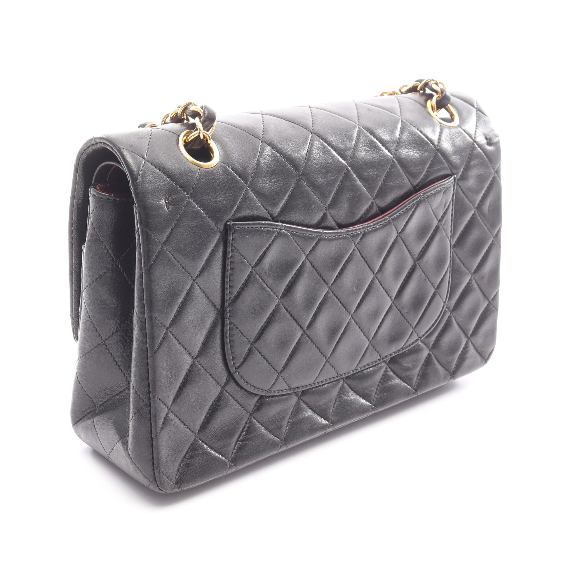 マトラッセ Wフラップ Wチェーンショルダーバッグ ラムスキン ブラック ゴールド金具 シャネル バッグ CHANEL