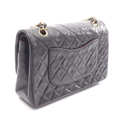 マトラッセ Wフラップ Wチェーンショルダーバッグ ラムスキン ブラック ゴールド金具 シャネル バッグ CHANEL