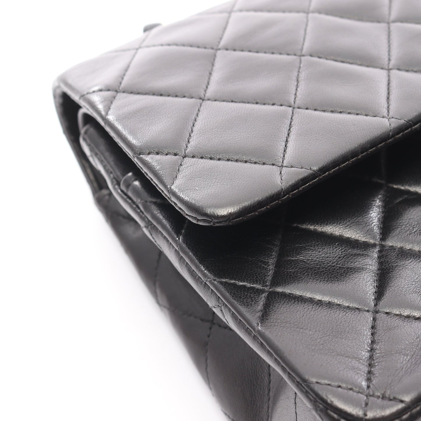 マトラッセ Wフラップ Wチェーンショルダーバッグ ラムスキン ブラック ゴールド金具 シャネル バッグ CHANEL