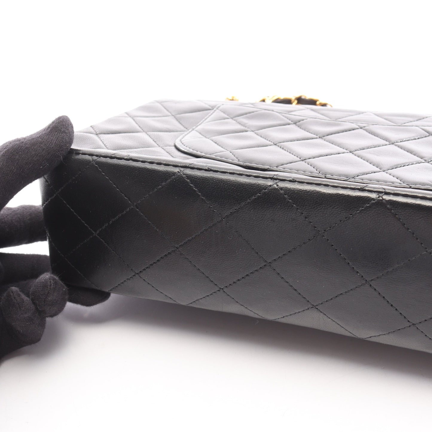 マトラッセ Wフラップ Wチェーンショルダーバッグ ラムスキン ブラック ゴールド金具 シャネル バッグ CHANEL