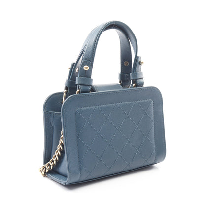 マトラッセ 2WAY チェーンショルダーバッグ レザー ブルー ゴールド金具 シャネル バッグ CHANEL