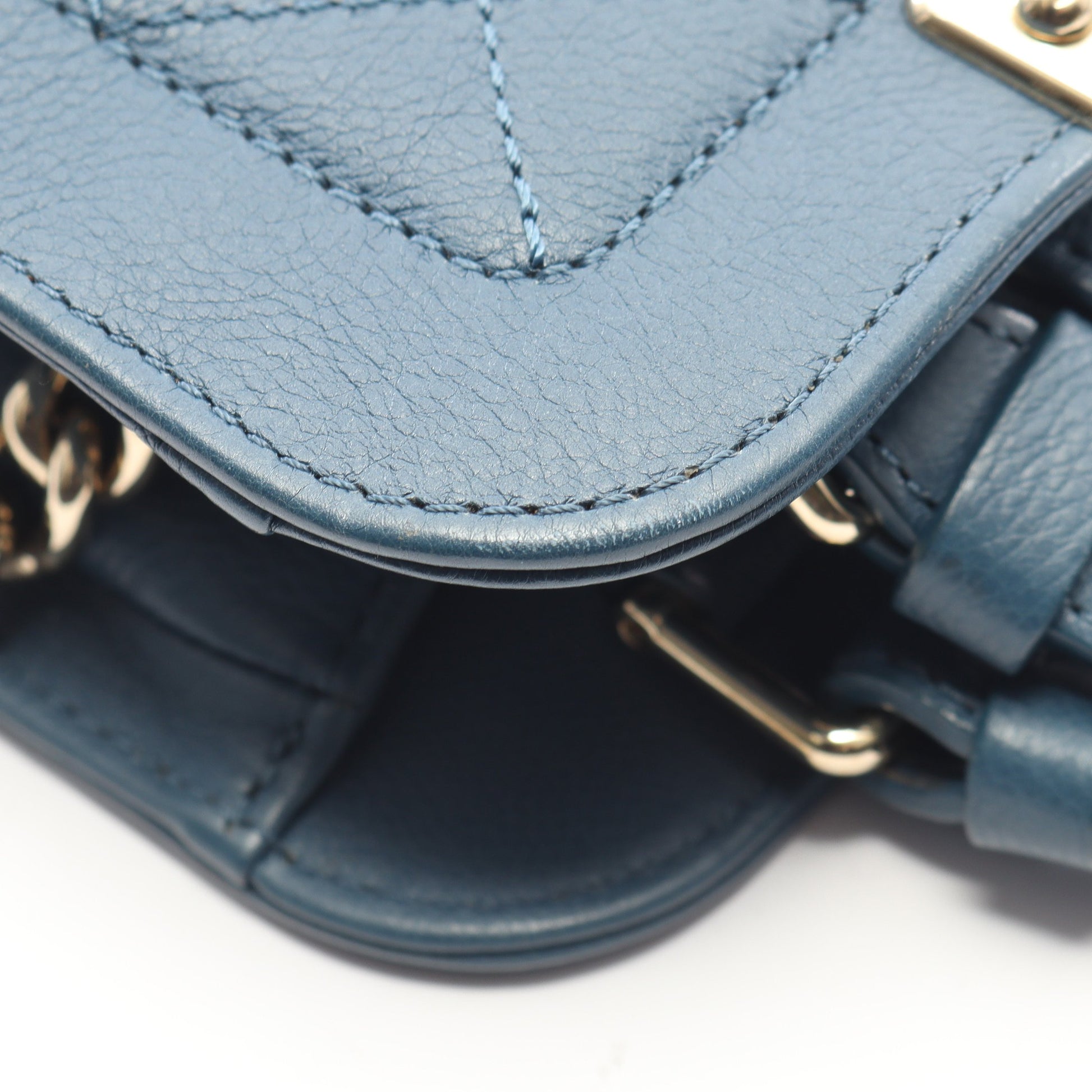 マトラッセ 2WAY チェーンショルダーバッグ レザー ブルー ゴールド金具 シャネル バッグ CHANEL