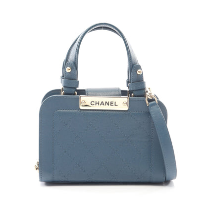 マトラッセ 2WAY チェーンショルダーバッグ レザー ブルー ゴールド金具 シャネル バッグ CHANEL