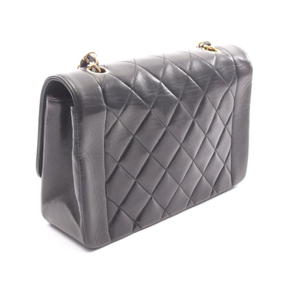 マトラッセ ダイアナフラップ チェーンショルダーバッグ ラムスキン ブラック ゴールド金具 シャネル バッグ CHANEL