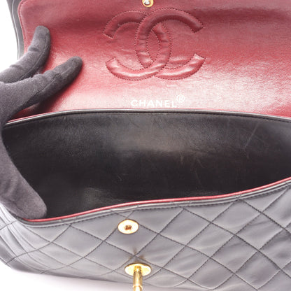 マトラッセ Wフラップ Wチェーンショルダーバッグ ラムスキン ブラック ゴールド金具 シャネル バッグ CHANEL