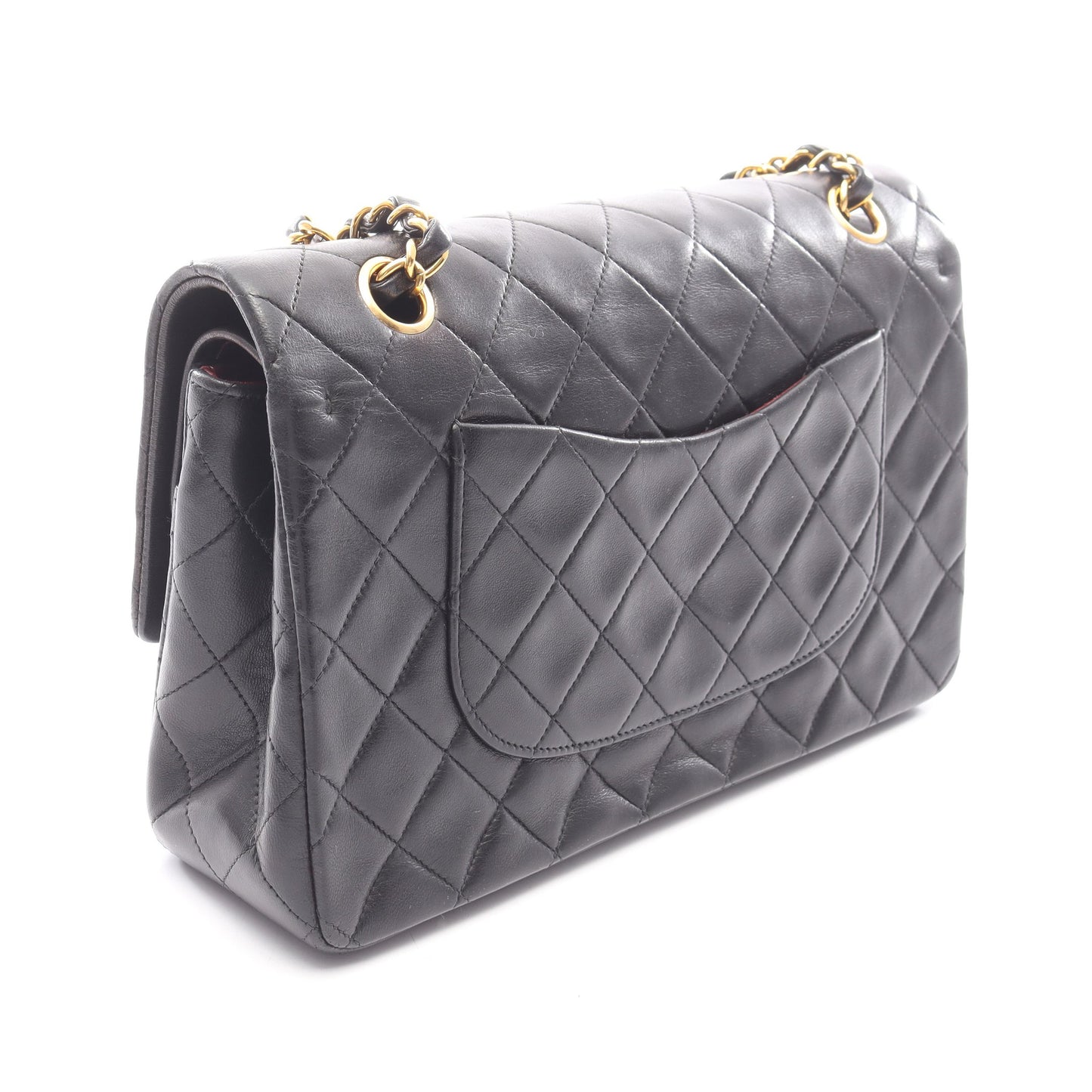 マトラッセ Wフラップ Wチェーンショルダーバッグ ラムスキン ブラック ゴールド金具 シャネル バッグ CHANEL