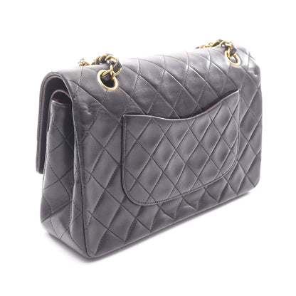 マトラッセ Wフラップ Wチェーンショルダーバッグ ラムスキン ブラック ゴールド金具 シャネル バッグ CHANEL