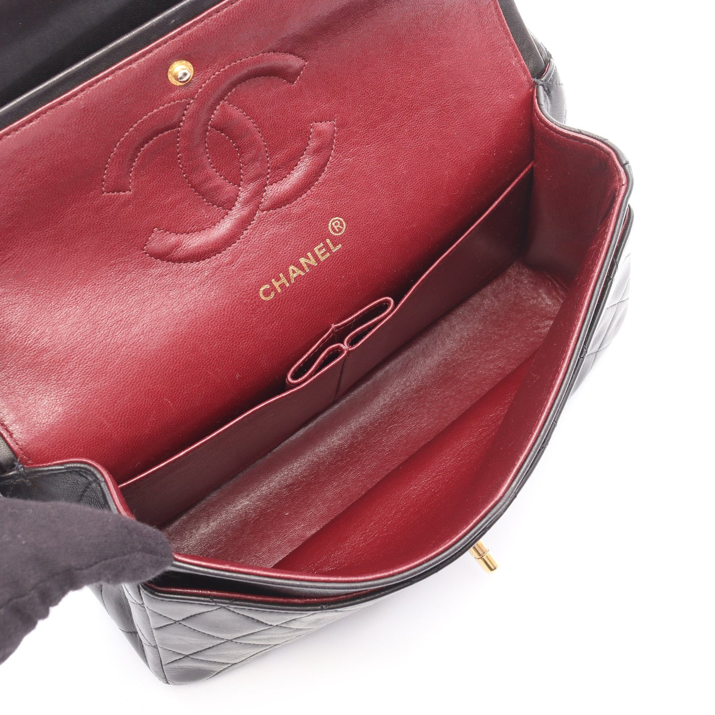 マトラッセ Wフラップ Wチェーンショルダーバッグ ラムスキン ブラック ゴールド金具 シャネル バッグ CHANEL