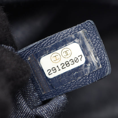 マトラッセ コンビ金具 2WAY チェーンショルダーバッグ ラムスキン ネイビー シャネル バッグ CHANEL