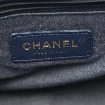 マトラッセ コンビ金具 2WAY チェーンショルダーバッグ ラムスキン ネイビー シャネル バッグ CHANEL